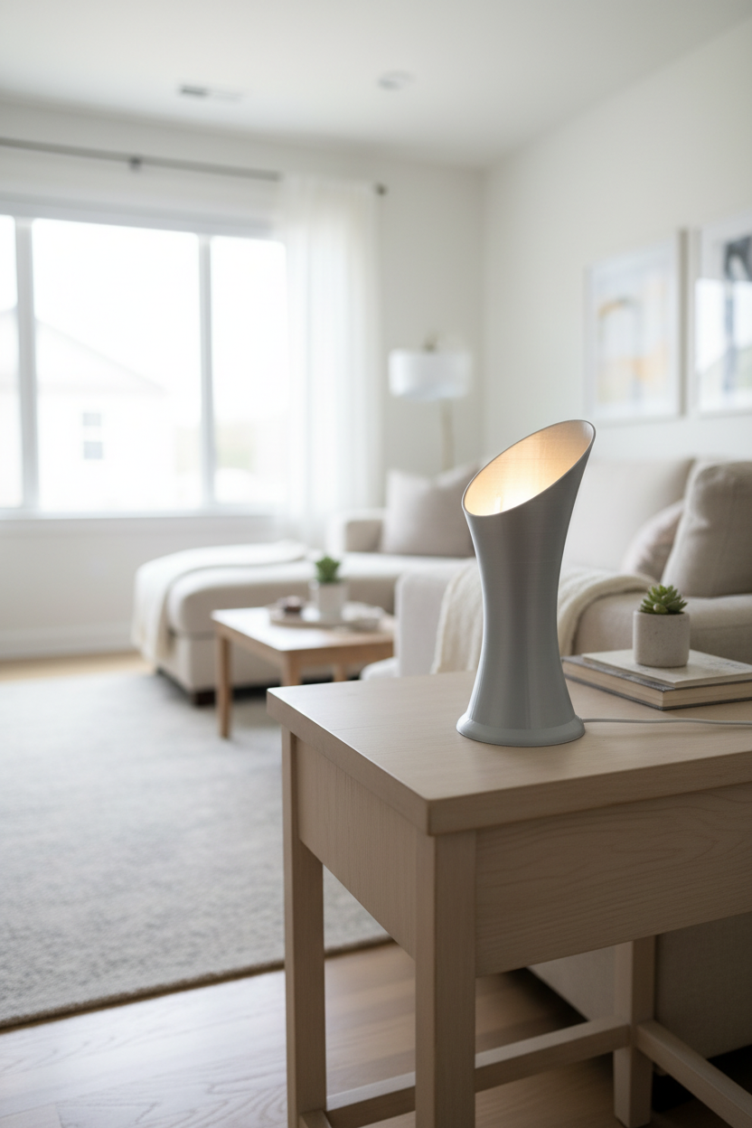 Sculptural Arc Table Lamp in Home Setting